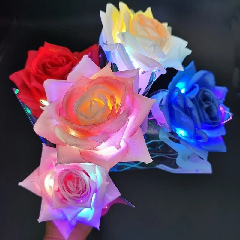 20Pcs LED Flashing Silk Rose Bouquet – Artificial Flower Décor LED Artificial Flowers Babs