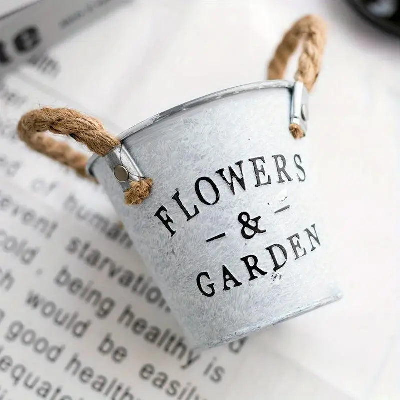 Retro Iron Letter Flower Bucket – Decorative Metal Planter Decorative Metal Planter Babs