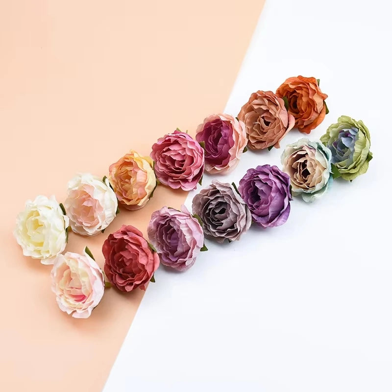 50/100pcs Silk Artificial Rose Peony Flower Heads – Wedding Décor Artificial Silk Flowers Babs