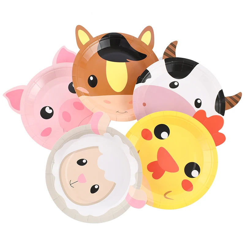 10pcs Farm Animal Shaped Disposable Paper Plates Kids Party Disposable Party Plates Babs