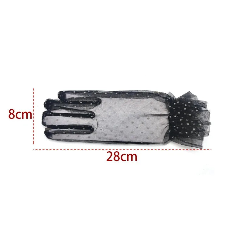 Women's Dot Mesh Tulle Gloves – Prom Club Party Dance Mesh Fashion Gloves Babs
