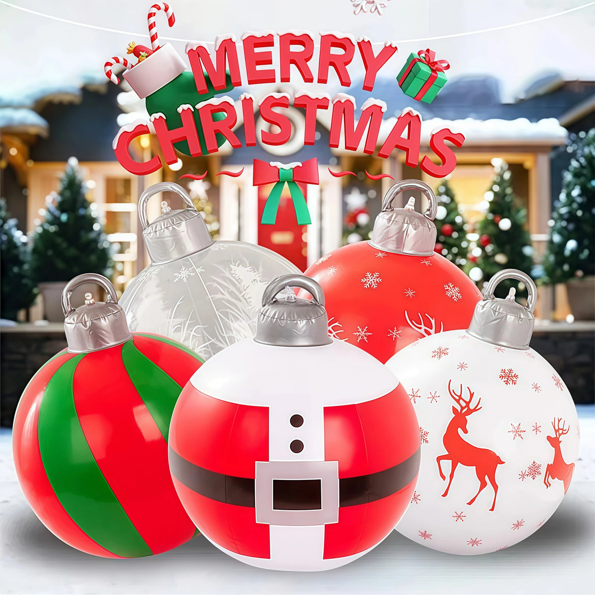 40cm Giant Inflatable Christmas Ball PVC Outdoor Xmas Ornament Inflatable Christmas Ornament Babs