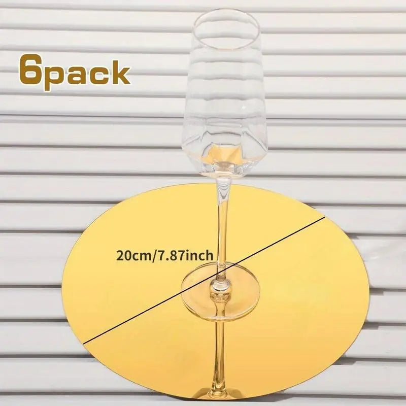 6pc Round Acrylic Mirror Plates – Candle Tray & Centerpiece Decorative Mirror Tray Babs