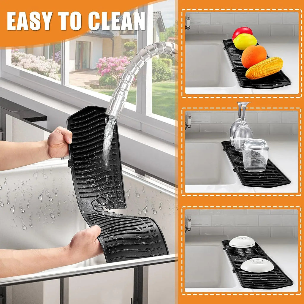 Silicone Sink Faucet Mat – Splash Guard & Countertop Protector Silicone Sink Mat Babs
