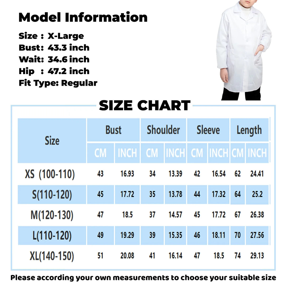 Kids White Lab Coat Unisex Doctor Costume Long Sleeve Kids Costume Coat Babs