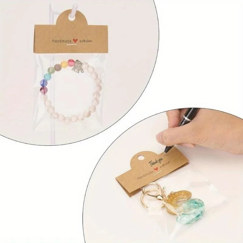100pcs Kraft Paper Jewelry Gift Bags for Earrings & Bracelets Jewelry Packaging Bags Babs