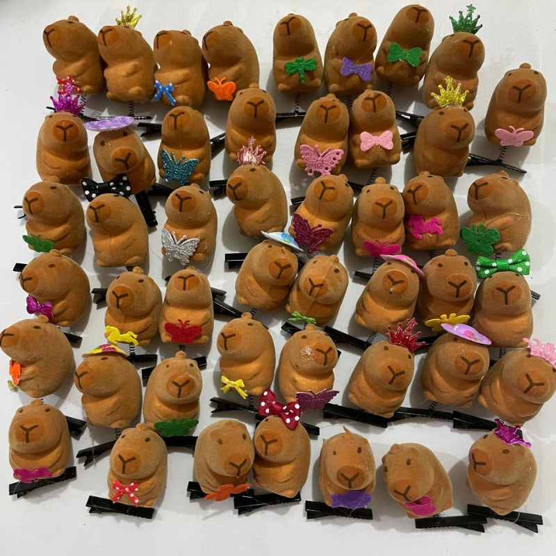 Kawaii 3D Capybara Bow Duckbill Hairpin Clips – 10–100 Pack Kawaii Hair Clips Babs