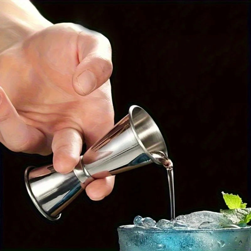 2Pcs Stainless Steel Dual Shot Jigger Cocktail Measure Cup Cocktail Jigger Set Babs