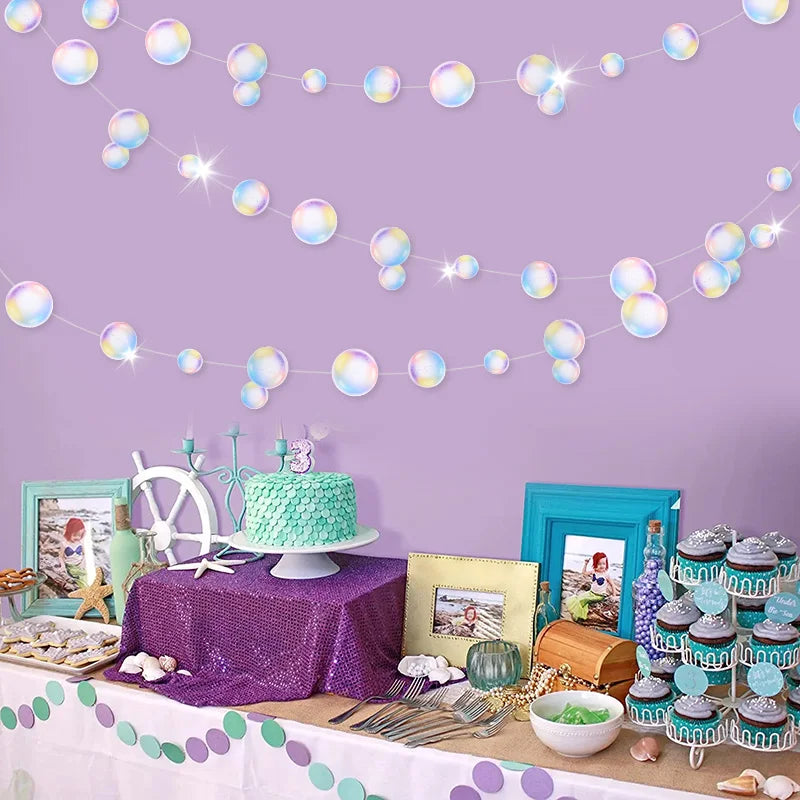 3M Mermaid Bubble Garland Banner | Ocean Party Decoration Party Hanging Banner Babs