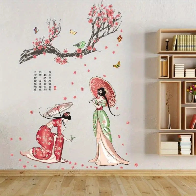 Chinese Retro Vinyl Wall Stickers – 3D Flower & Butterfly Decals Vinyl Wall Decal Babs