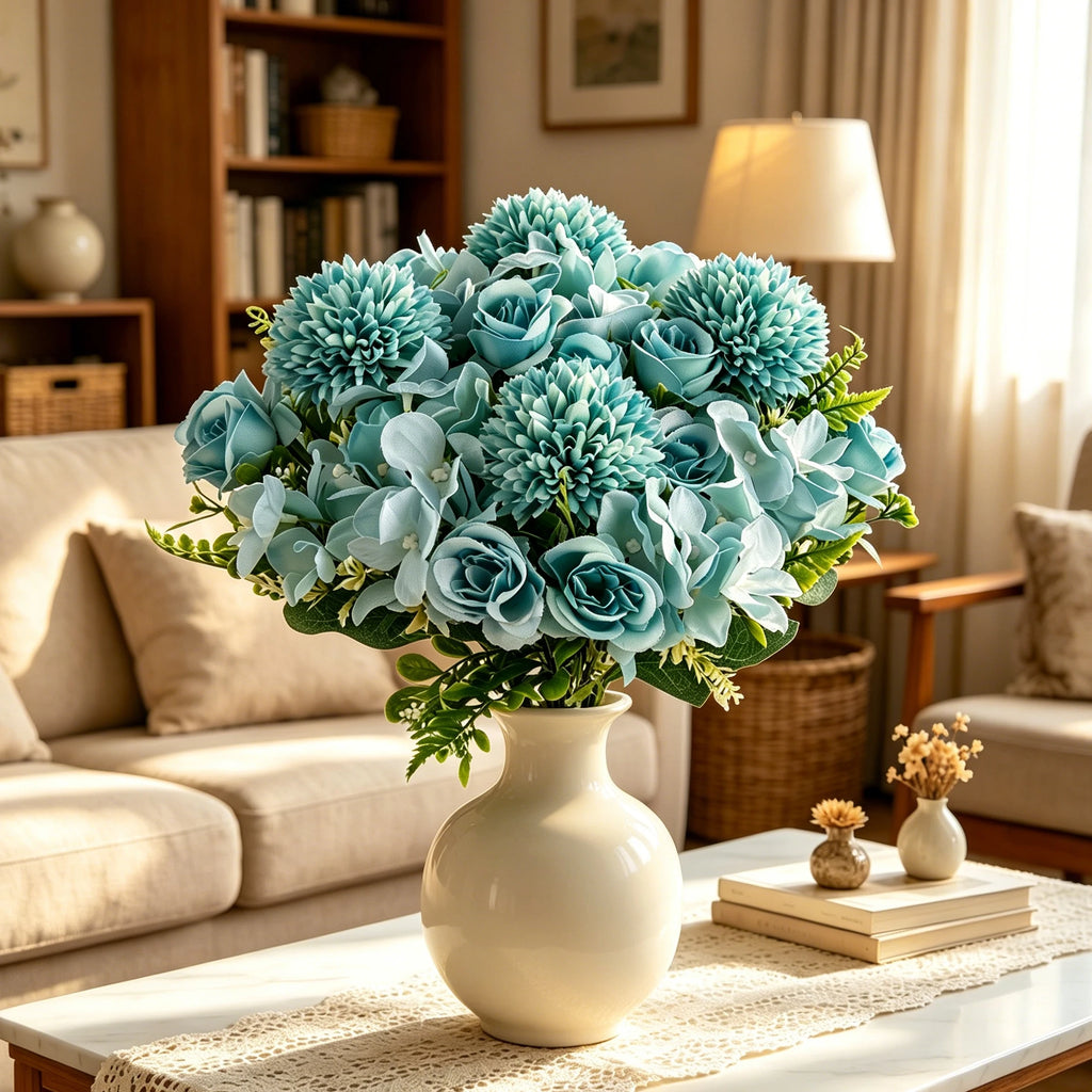 Silk Rose & Chrysanthemum Artificial Bouquet – Wedding Décor Artificial Flower Bouquet Babs