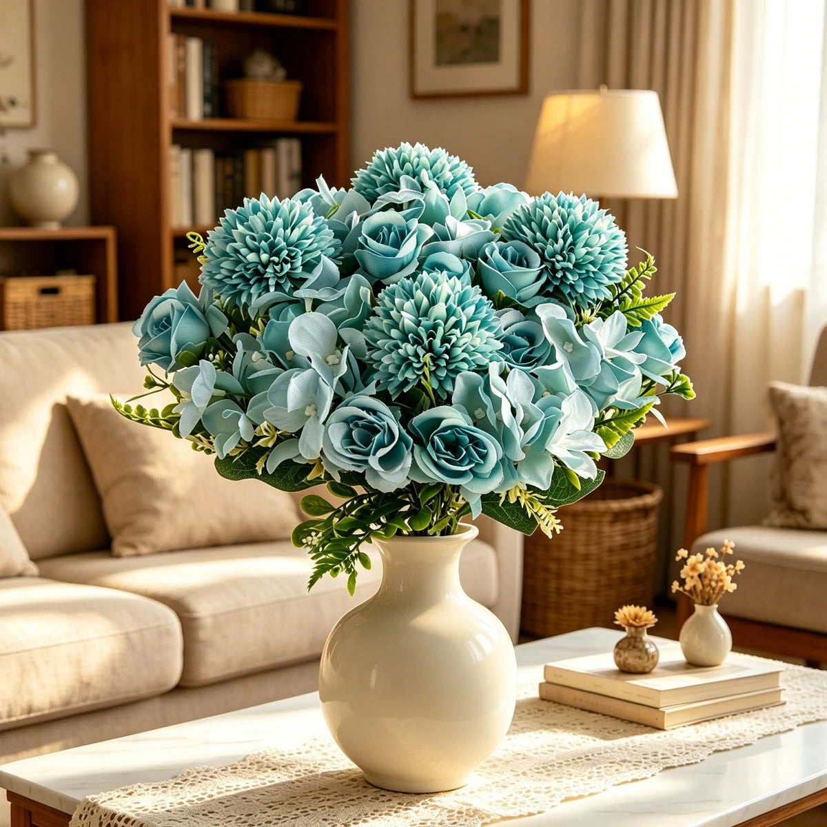Silk Rose & Chrysanthemum Artificial Bouquet – Wedding Décor Artificial Flower Bouquet Babs