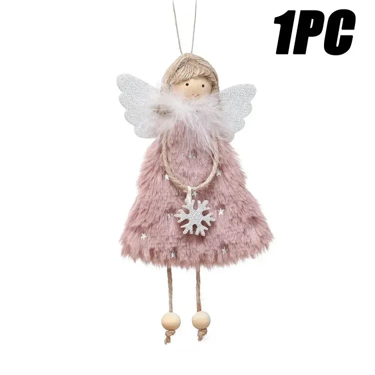 Christmas Angel Girl Doll Ornament – Festive Tree Hanging Decor Christmas Tree Ornament Babs Pink 1PC