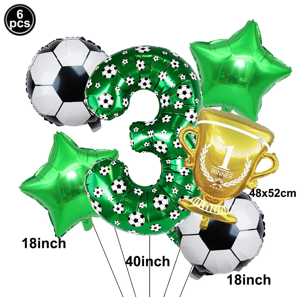 Soccer 6th Birthday Party Supplies – Balloon & Tableware Kit Party Supplies Kit Babs A-3 as show