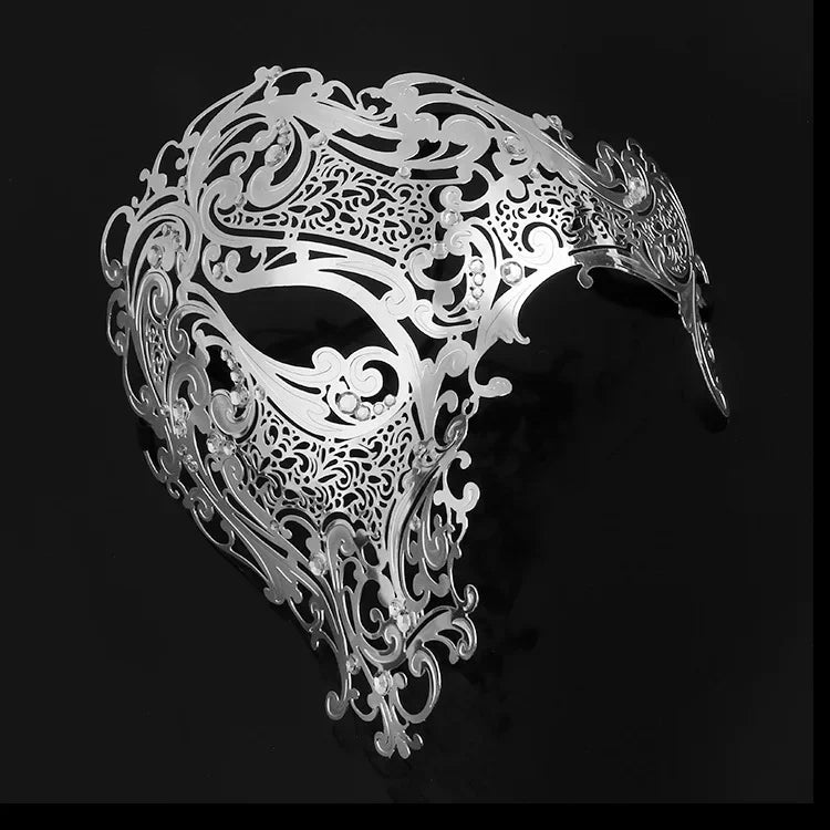 Hollow Metal Venetian Masquerade Mask – Halloween & Carnival Masquerade Mask Babs silvery 1