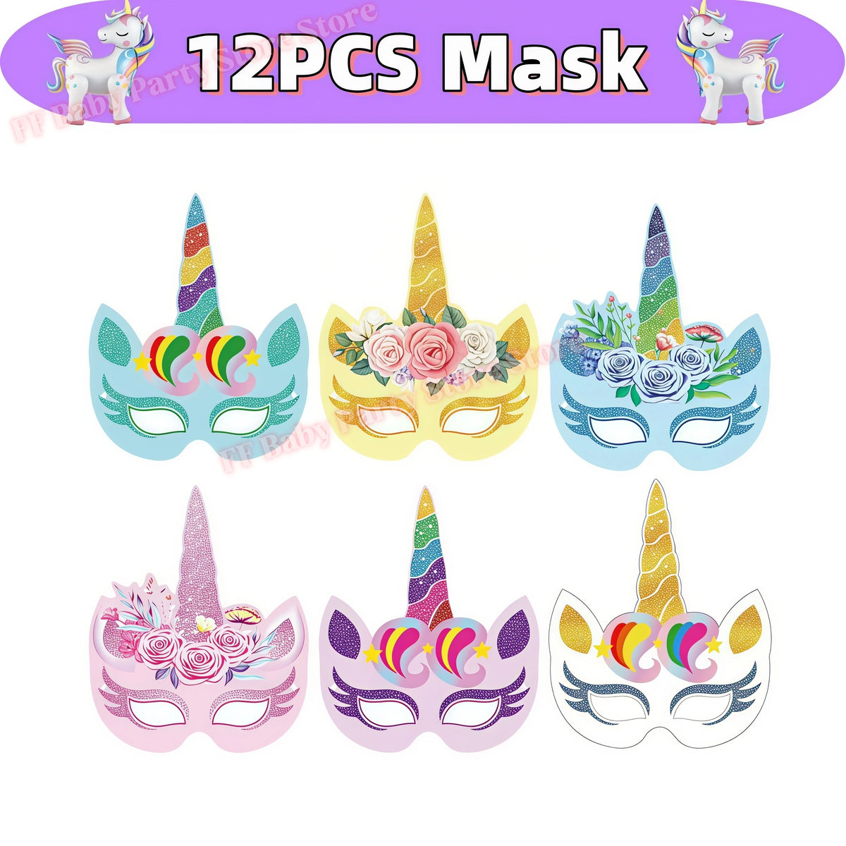 Girls Unicorn Birthday Party Decorations – 3D Balloons & Supplies Party Decoration Set Babs Mask-12pcs others
