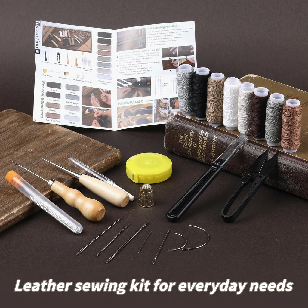 32-Pc Heavy Duty Upholstery Sewing Kit – Leather Awl & Needles Upholstery Sewing Kit Babs
