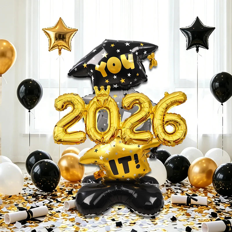 2026 Graduation Balloon Set – Doctorate Cap Foil Party Decor Graduation Party Balloons Babs