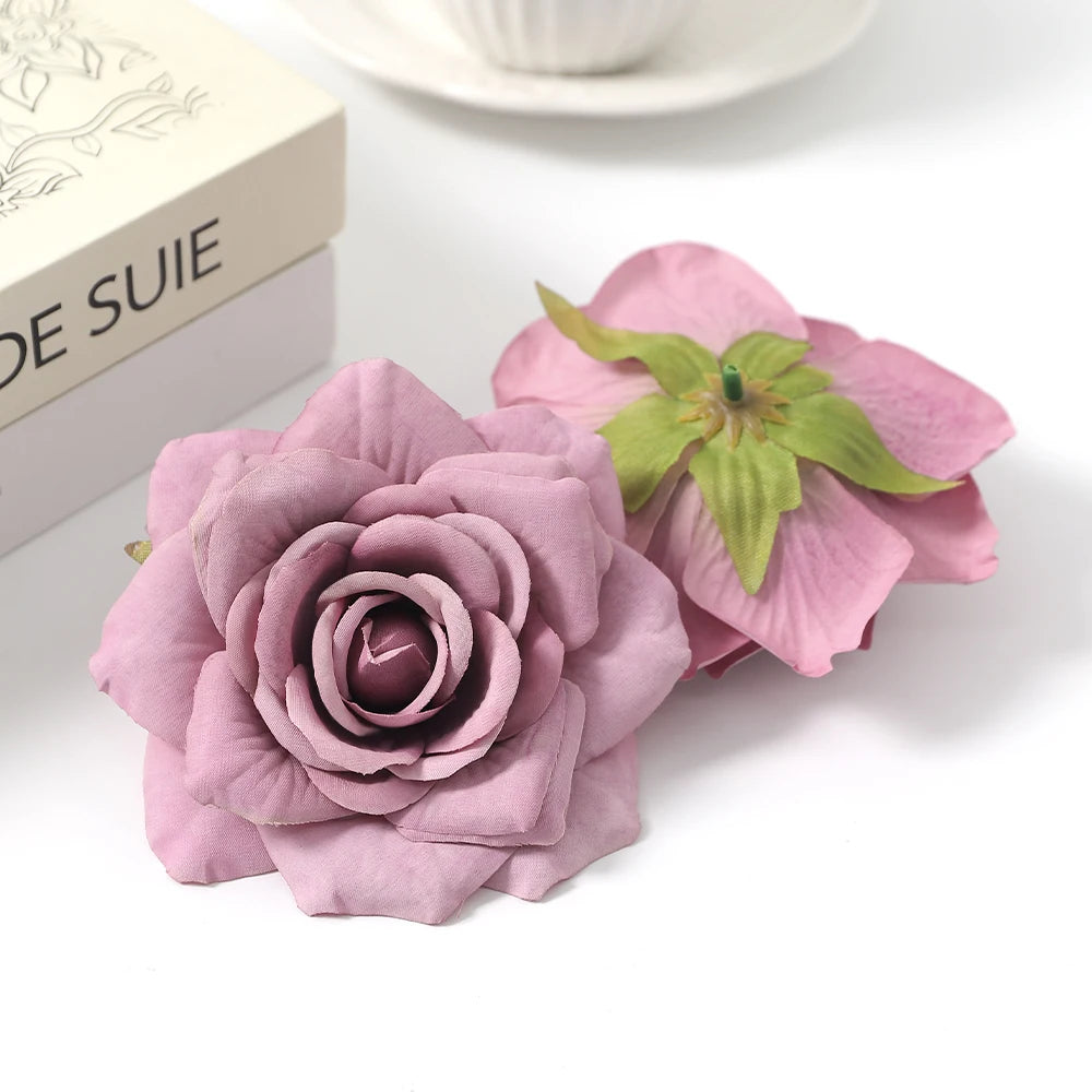 Silk Rose Artificial Flower Heads for Wedding & Home Decor 3/5 Pcs Artificial Flower Heads Babs L style 5Pcs
