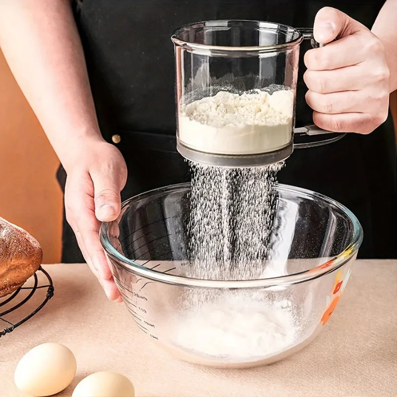 Transparent Semi-Automatic Handheld Flour Sieve Baking Tool Handheld Flour Sieve Babs