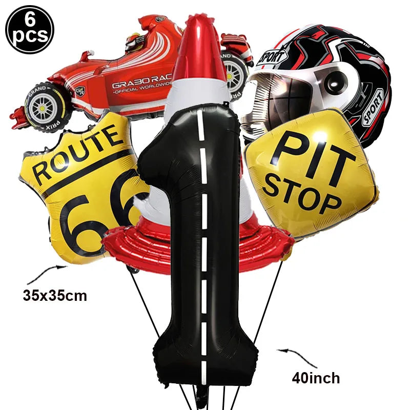 6-Piece Race Car Balloon Kit – Racing Birthday Party Decor Party Balloon Kit Babs C Number 1 As picture show
