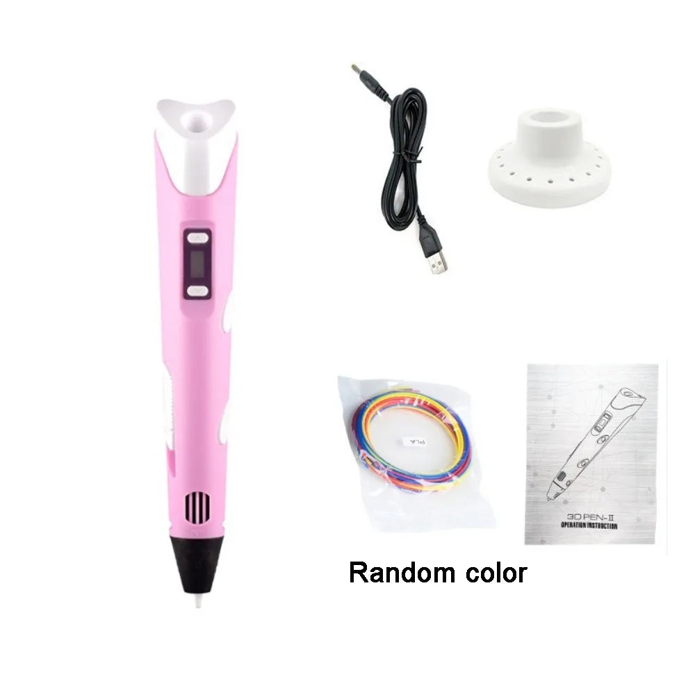 USB 3D Printing Pen | LED Display, PLA Filament, Adjustable Speed 3D Drawing Pen Babs Pink