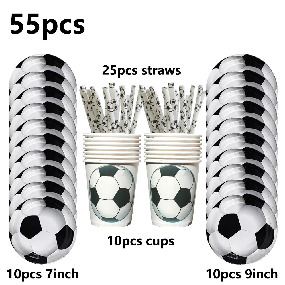 Soccer Football Party Supplies – Plates, Cups, Napkins & Runner Party Tableware Set Babs Chocolate