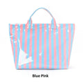 Large Striped PVC Tote Bag – Waterproof Glossy Handbag PVC Tote Bag Babs Blue Pink