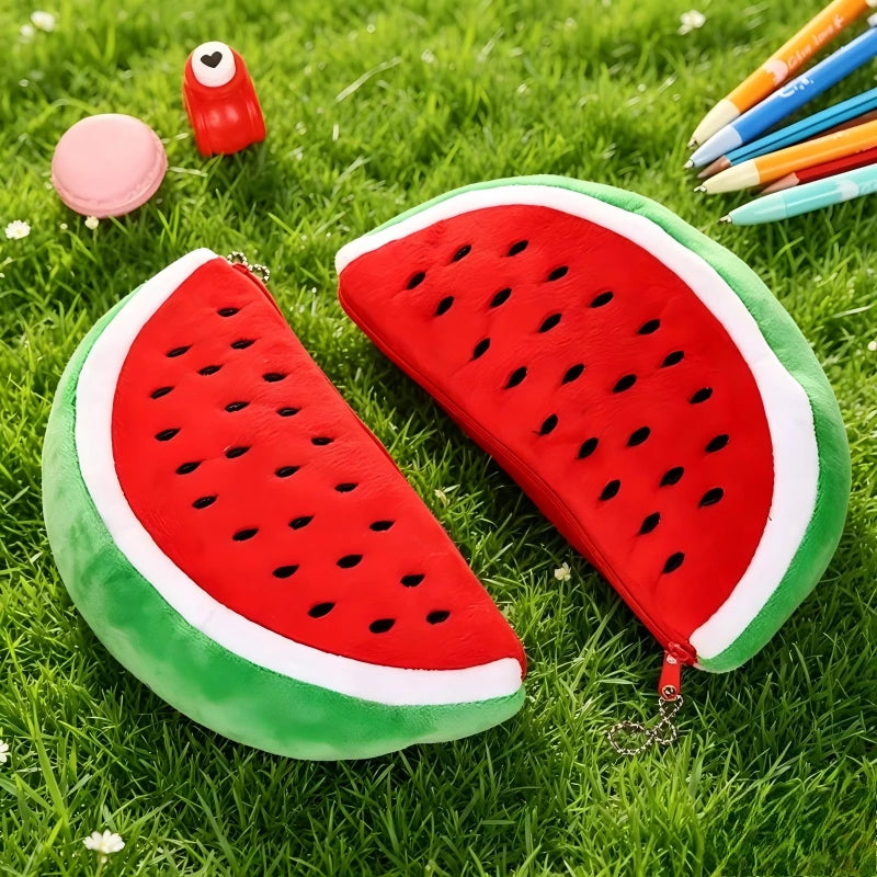 Watermelon Kawaii Plush Pencil Case – Large Capacity Kids Gift Kawaii Pencil Case Babs