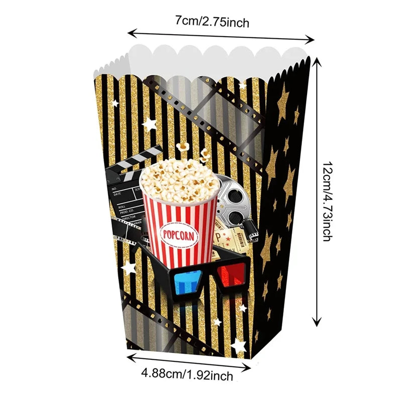 Movie Night Popcorn Boxes – Cinema Party Snack Buckets (4/8 Pcs) Party Popcorn Boxes Babs