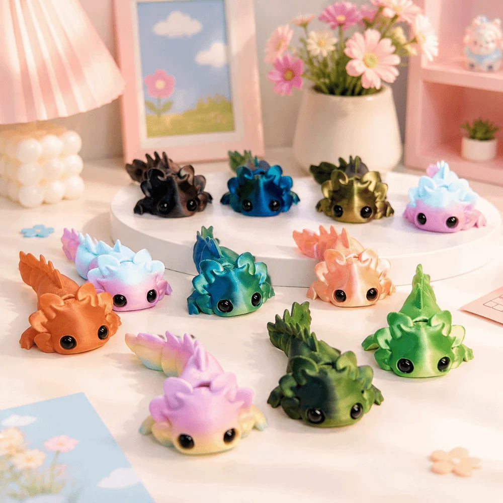 8-Pack 3D Printed Salamander Figurines with Flexible Joints Collectible Figurine Set Babs