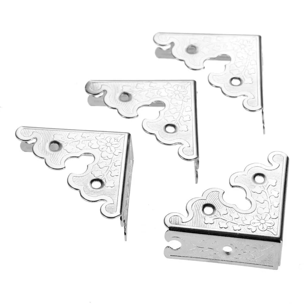 Antique Iron Corner Brackets Furniture Protector – 4pcs Corner Bracket Babs Silver