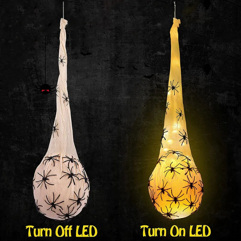 Hanging Spider Egg Sack with LED Lights – Halloween Decoration Halloween Prop Decoration Babs