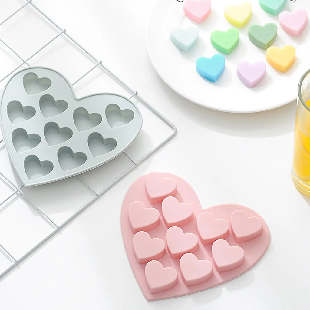 Heart-Shaped Silicone Chocolate Mold – 10 Cavity Candy Mold Silicone Baking Mold Babs