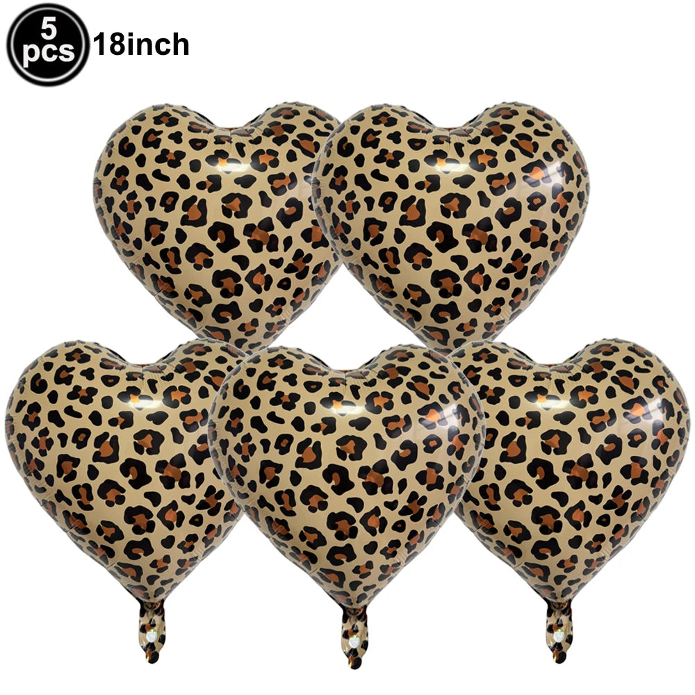 Leopard Print Party Supplies – Banner, Plates, Cups & Napkins Party Tableware Set Babs 5pc balloon