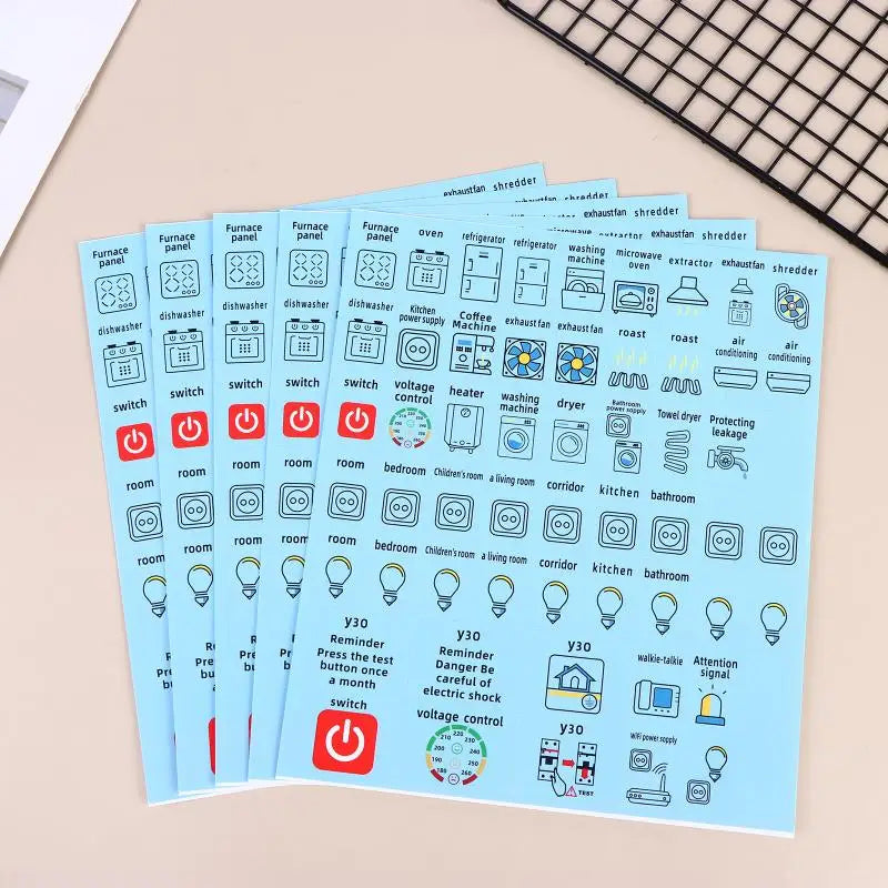 Circuit Breaker Panel Label Stickers – Waterproof PVC 2/5 Sheets Panel Label Stickers Babs blue 5sheets