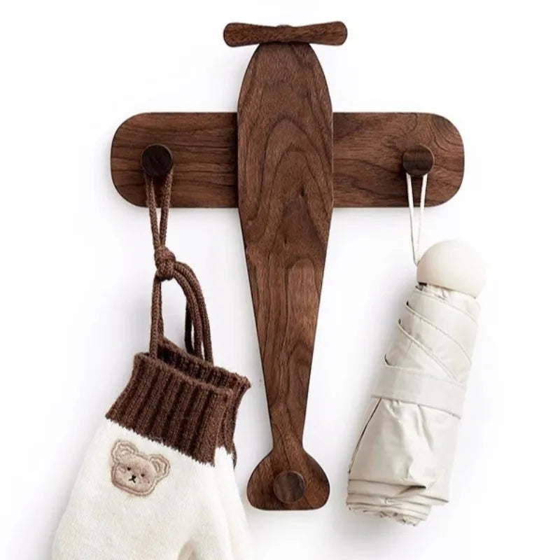 Airplane Wooden Wall Coat Rack – 3-Hook Modern Minimalist Hanger Wall Coat Rack Babs
