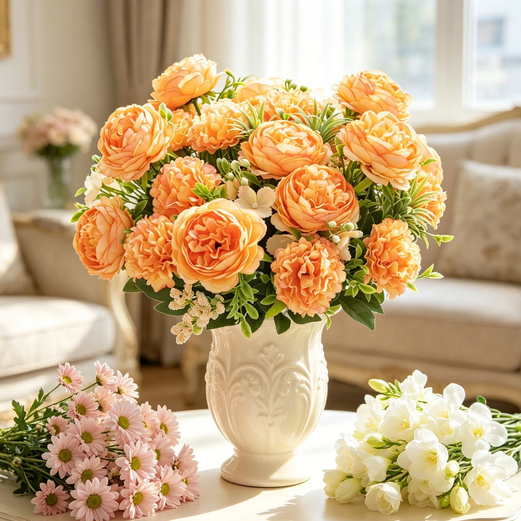 Artificial Silk Peony & Chrysanthemum Bouquet | Wedding Décor Artificial Flower Bouquet Babs