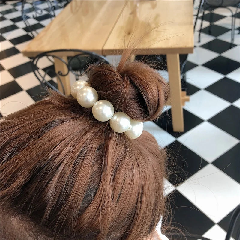 Pearl Scrunchie Hair Tie – Korean Style Ponytail Holder Pearl Hair Scrunchie Babs