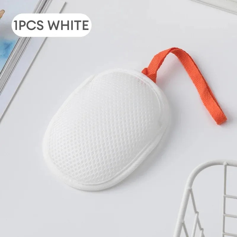 Foaming Soap Mesh Bag – Exfoliating Bath Sponge Bubble Maker Bath Exfoliating Sponge Babs 1PC-White