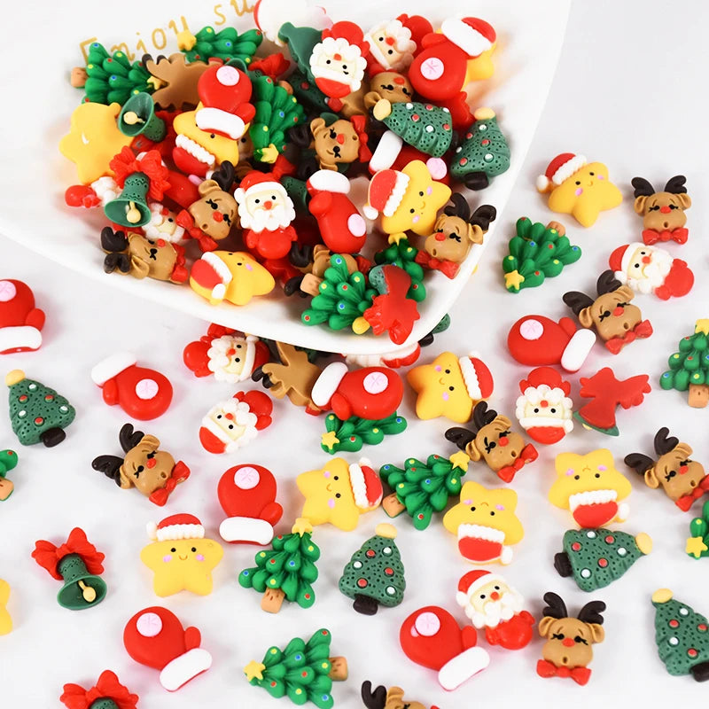 20pcs Mini Christmas Resin Cabochon Figurines – DIY Holiday Crafts Resin Craft Figurines Babs Mix