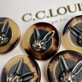6 Pcs 25mm Vintage Rabbit Head Antique Brass Shank Buttons Metal Shank Buttons Babs coffee-6pcs
