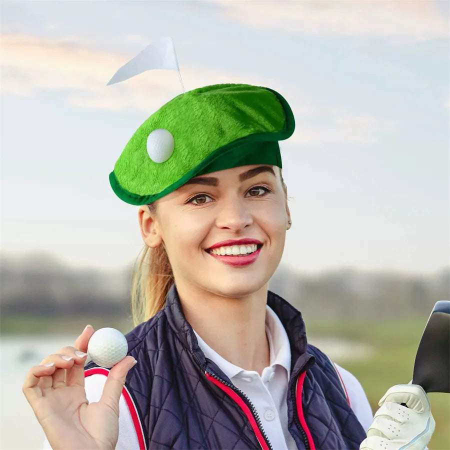 Golf Beret Cap with Golf Flag – Unisex Knit Headwear Golf Beret Cap Babs