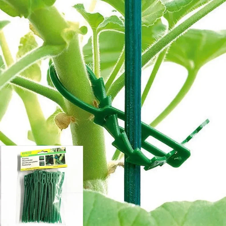 50pcs Reusable Adjustable Plant Ties – Vine & Tomato Stem Clips Garden Plant Ties Babs