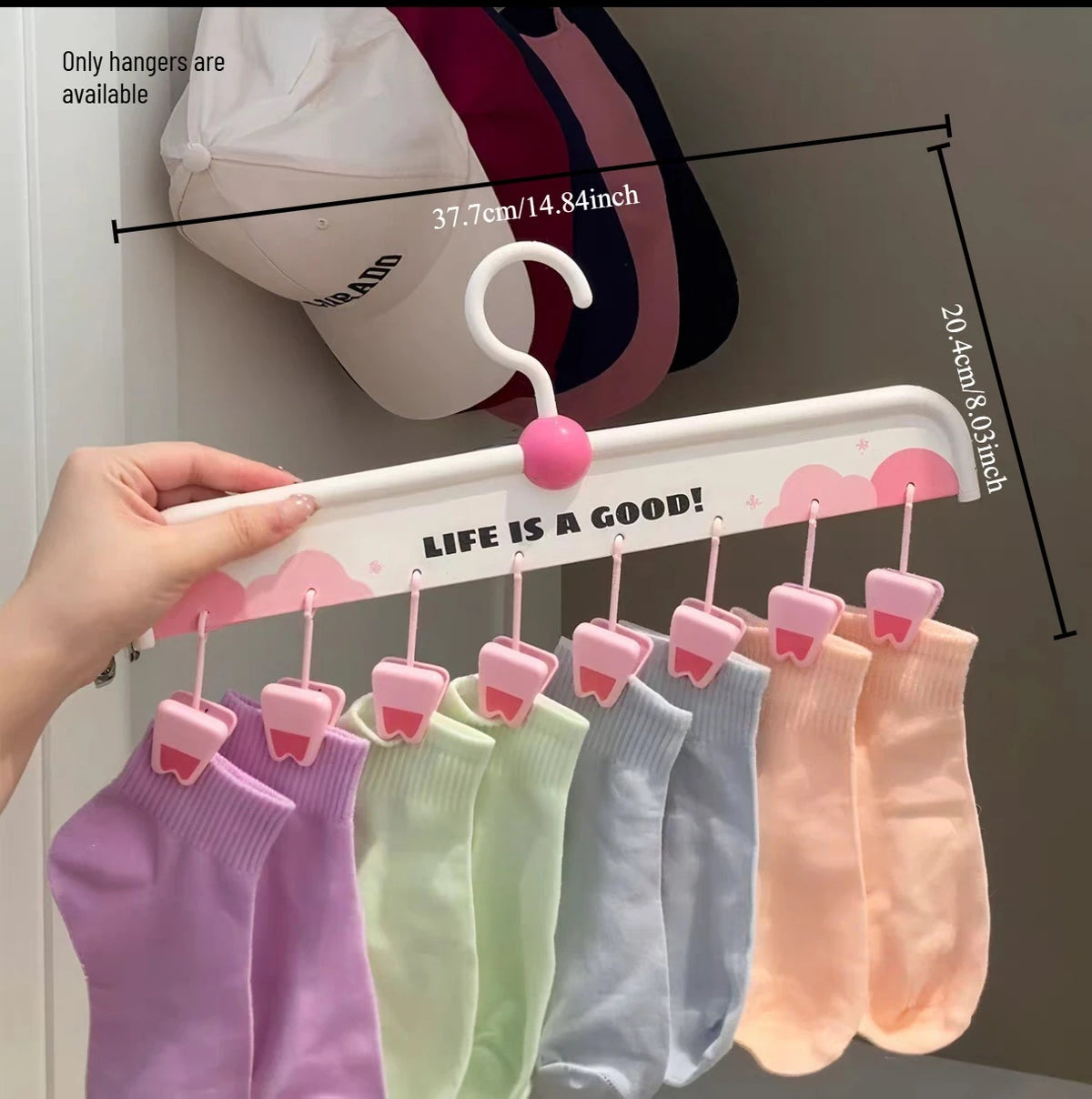 Cartoon Bear Multi-Clip Drying Hanger for Socks & Baby Clothes Laundry Drying Hanger Babs White pink