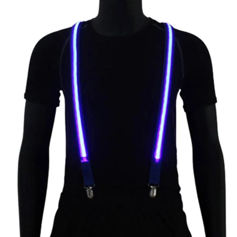 LED Light-Up Suspenders & Bow Tie Glow Party Costume Set LED Costume Accessory Babs