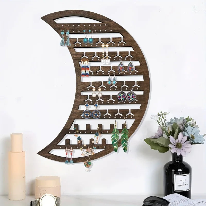 Moon Wooden Wall Jewelry Organizer – Earrings, Necklaces & Rings Jewelry Organizer Babs