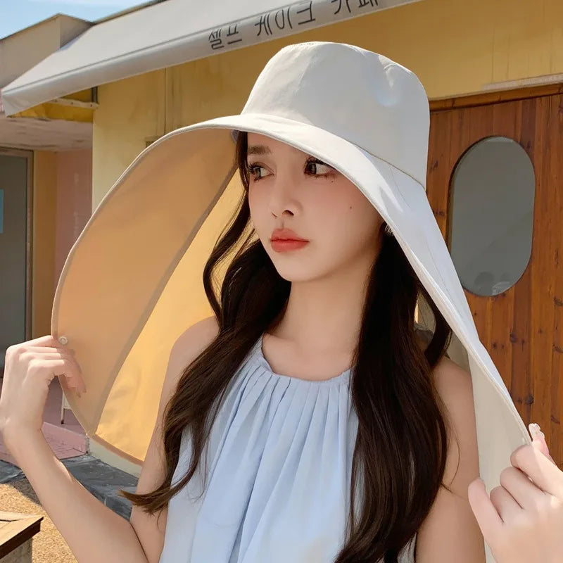 Women Wide Brim UV Sun Hat with Neck & Face Shield Cover Sun Protection Hat Babs Khaki