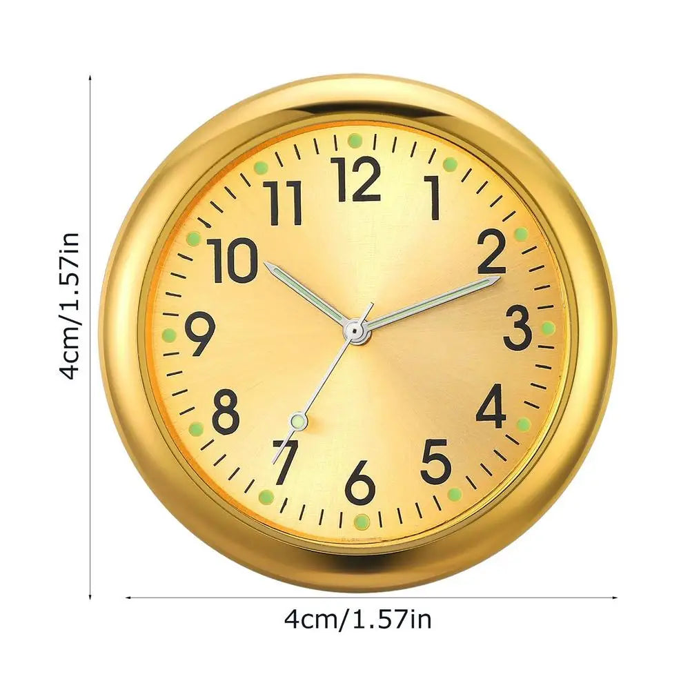 Mini Glow Stick-On Car Dashboard Clock – Quartz Analog Watch Car Dashboard Clock Babs Gold