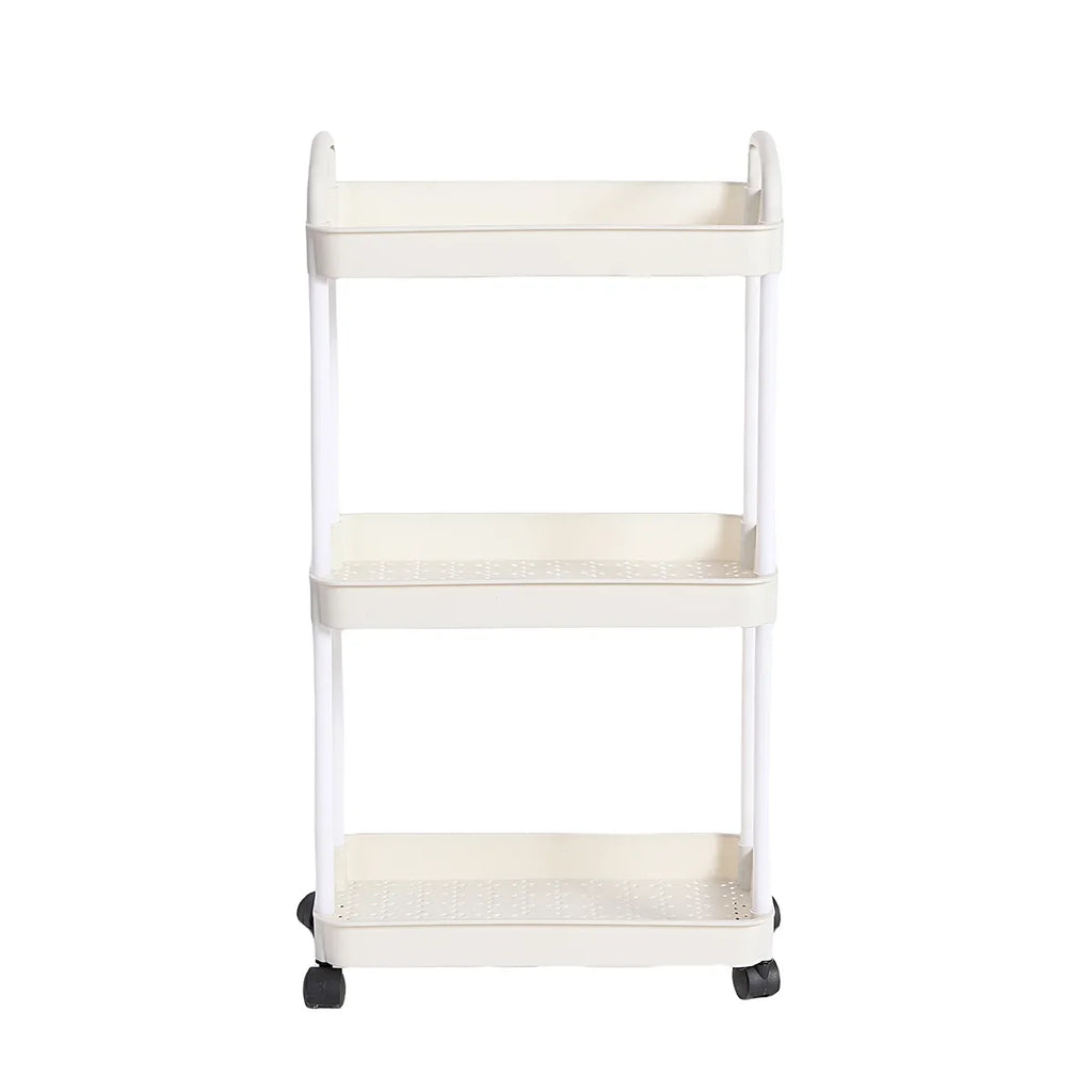 Multi-Layer Rolling Storage Cart with Lockable Wheels | 3/4 Tier Rolling Storage Cart Babs 3 Tiers White